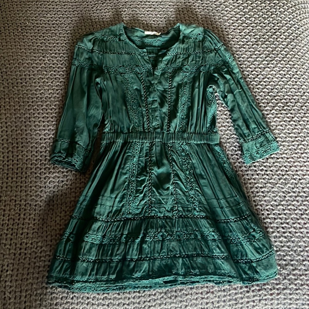 Dark Green Tularosa cotton and lace dress